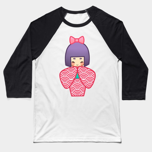 Kokeshi Doll Baseball T-Shirt by kuroiroom